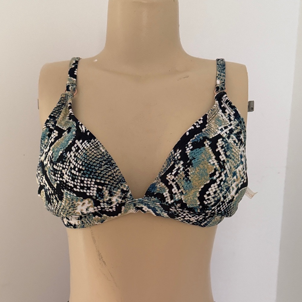 Shade & Shore Snakeskin Bikini Top - Black and Green